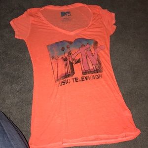 MTV shirt, size S Bright orange thin material